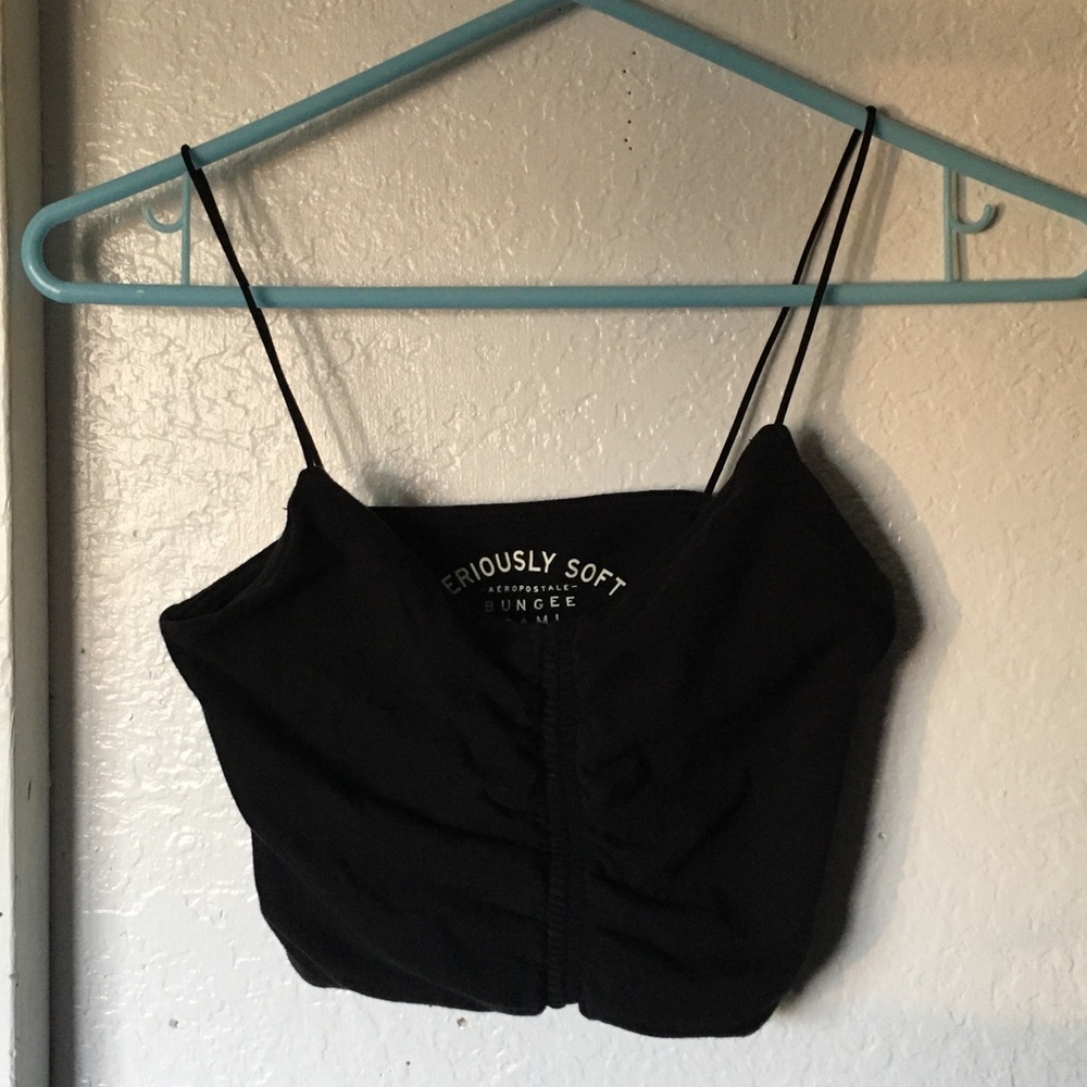 Aeropostale black bungee cami cinch crop top